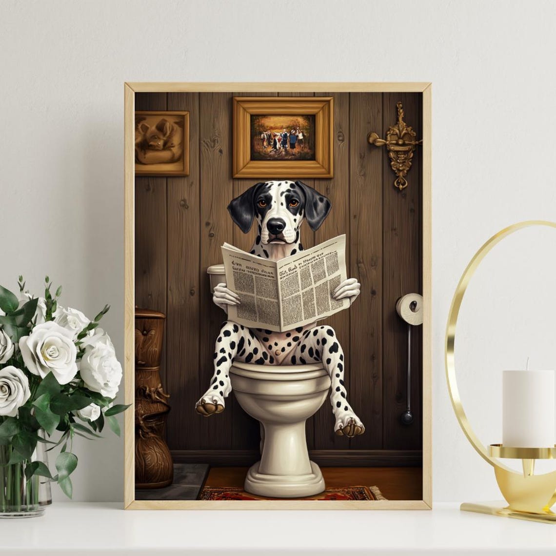 Dalmatian On Toilet Poster Dog Poster Dalmatian Bathroom Print Dog Toilet Wall Art Dalmatian Portrait Dog Bathroom Poster Dalmatian - Image 3