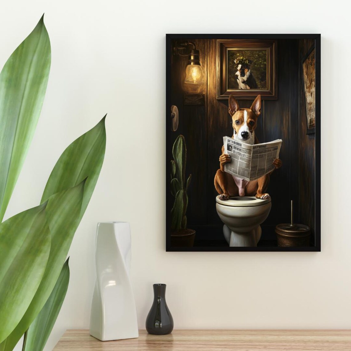 Basenji Bathroom Art Print, Dog Portrait - Image 2