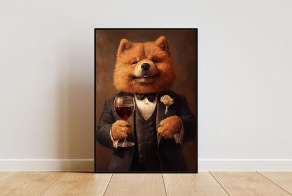 Chow Chow In Tuxedo Poster Pet Poster Chow Chow In Suit Print Chow Chow Portrait Dog Living Room Poster Funny Chow Chow Print