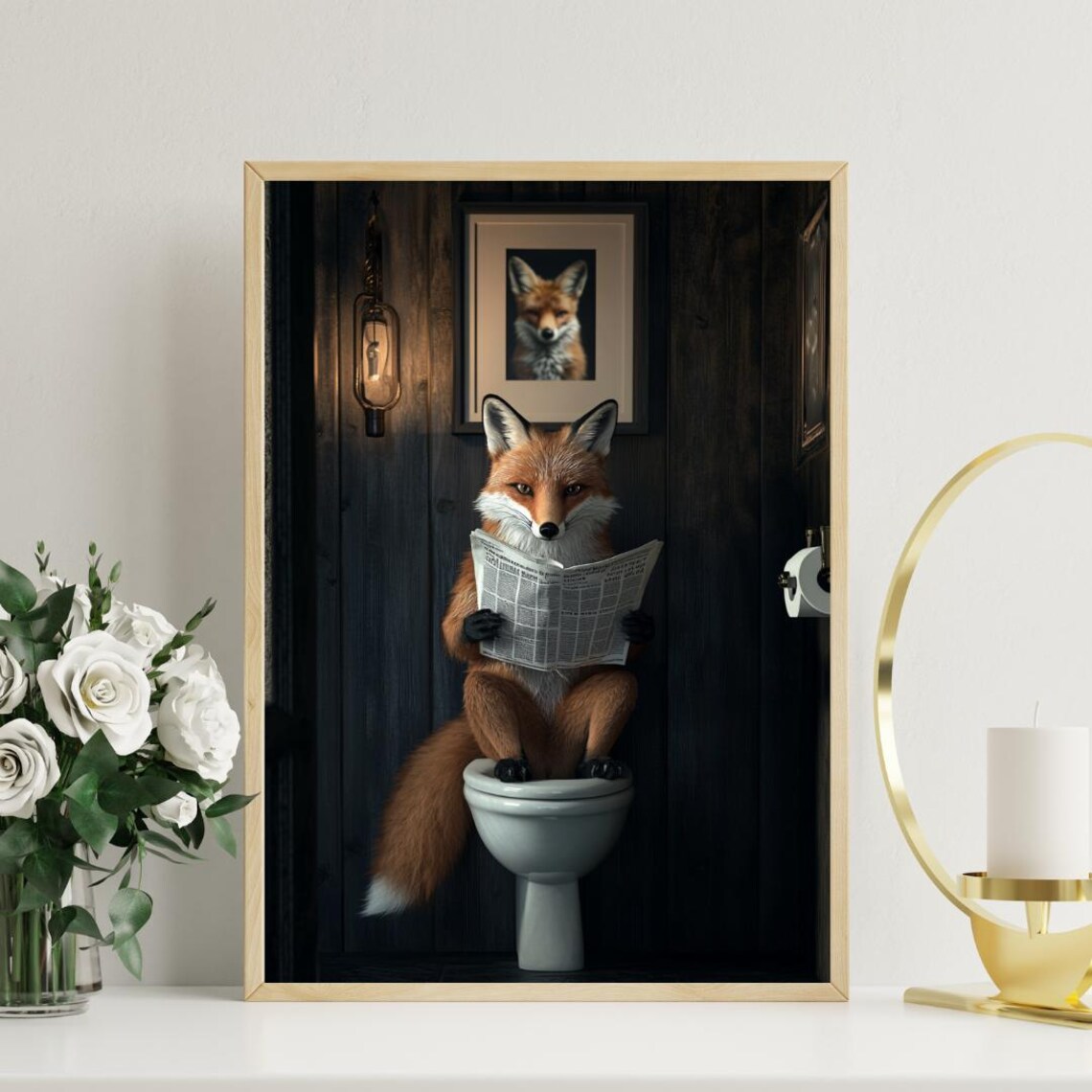 Fox On Toilet Poster, Animal Bathroom Wall Art - Image 3