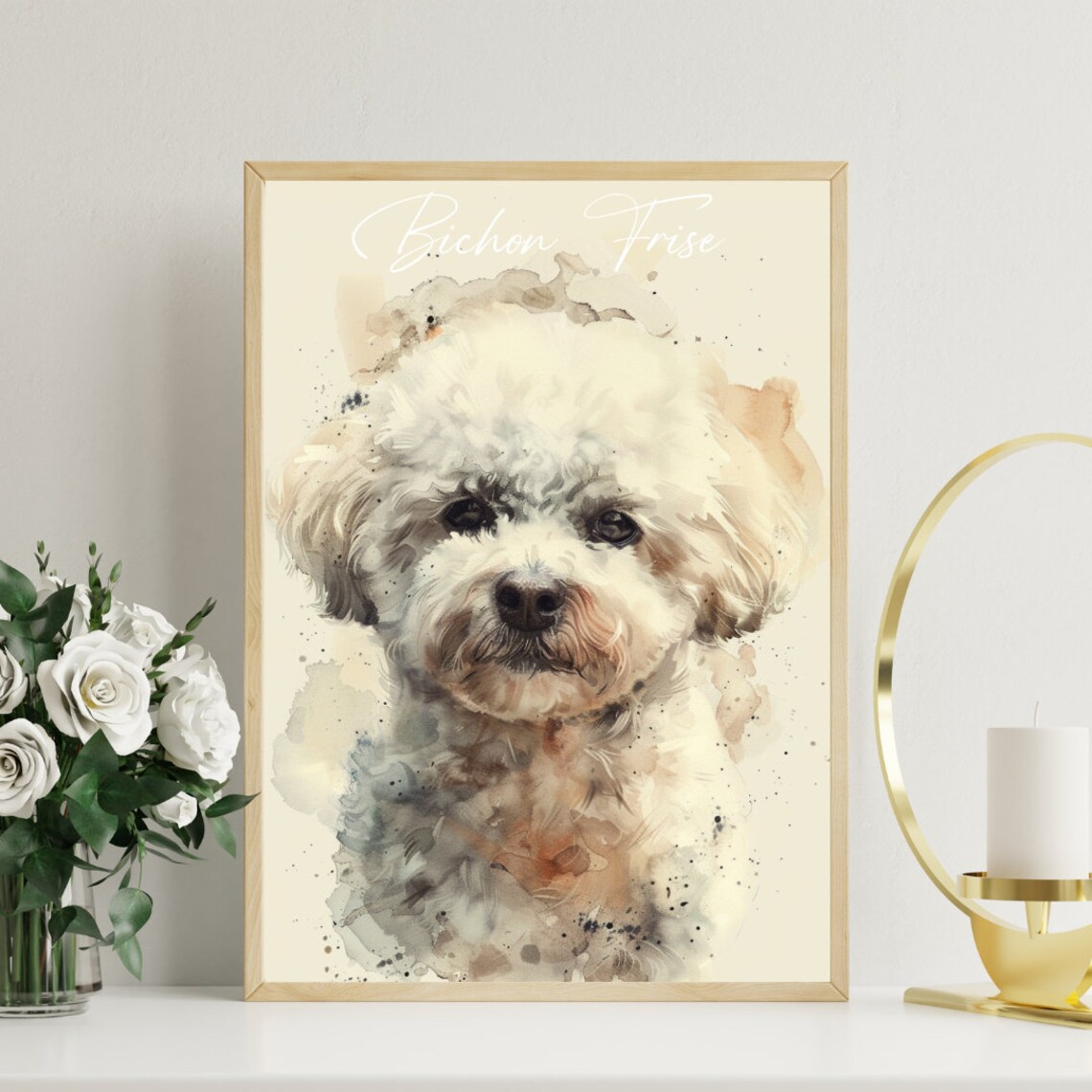 Bichon Frise Watercolor Dog Portrait Poster for Dog Lovers Gift - Image 3