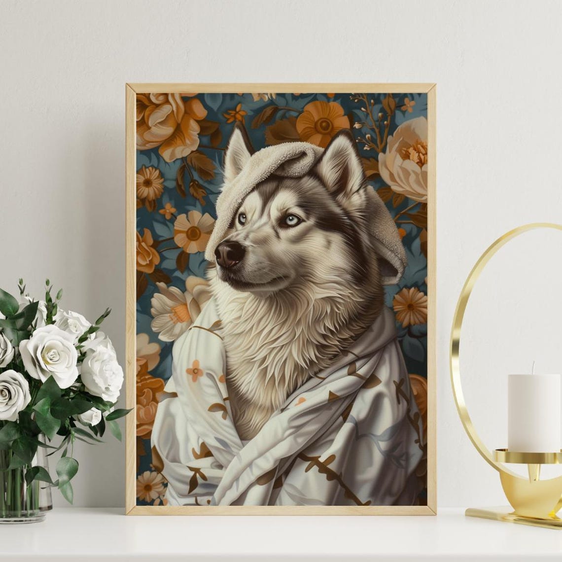 Alaskan Malamute In Bathrobe Spa Day Funny Husky Dog Wall Poster - Image 3