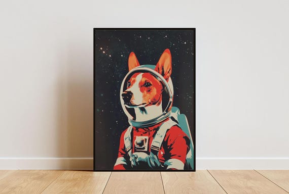 Basenji Astronaut Poster Basenji Retro Print Basenji Portrait Funny Dog Poster Andy Warhol Art Vintage Dog Poster Pet Poster Pet Art