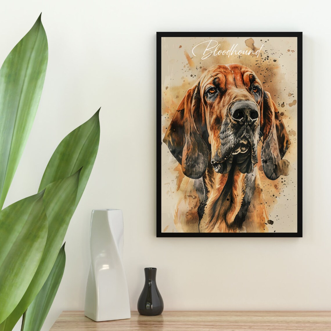 Bloodhound Watercolor Dog Portrait Poster for Dog Lovers Gift - Image 2