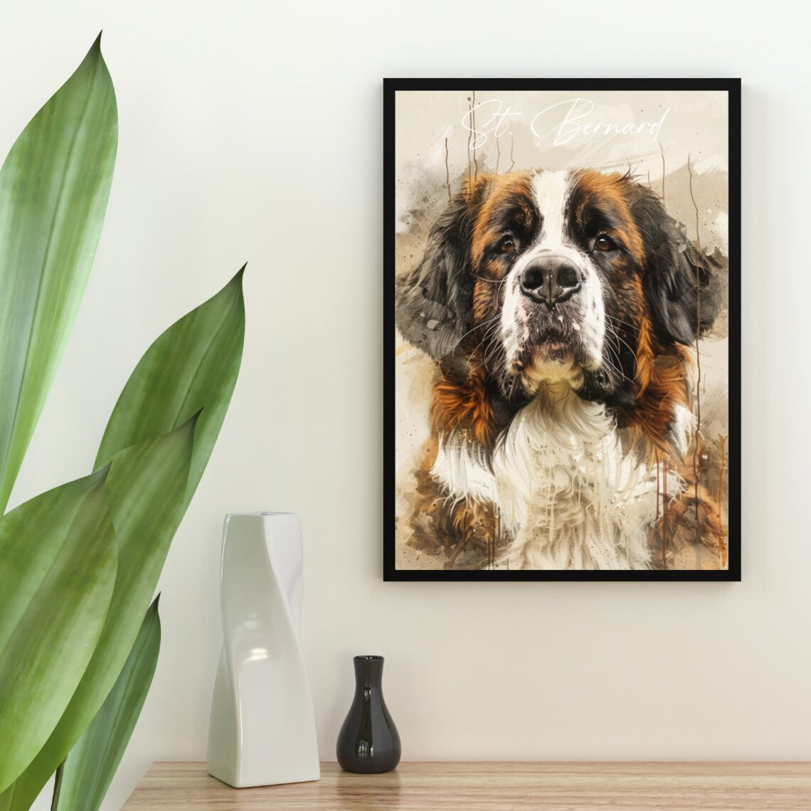 St. Bernard Watercolor Dog Portrait Poster for Dog Lovers Gift - Image 2