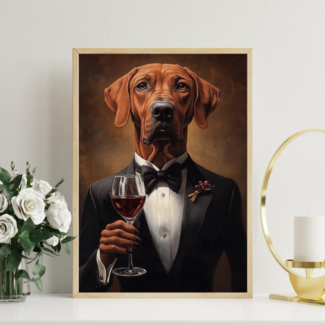 Rhodesian Ridgeback in Tuxedo Poster Print - Image 3