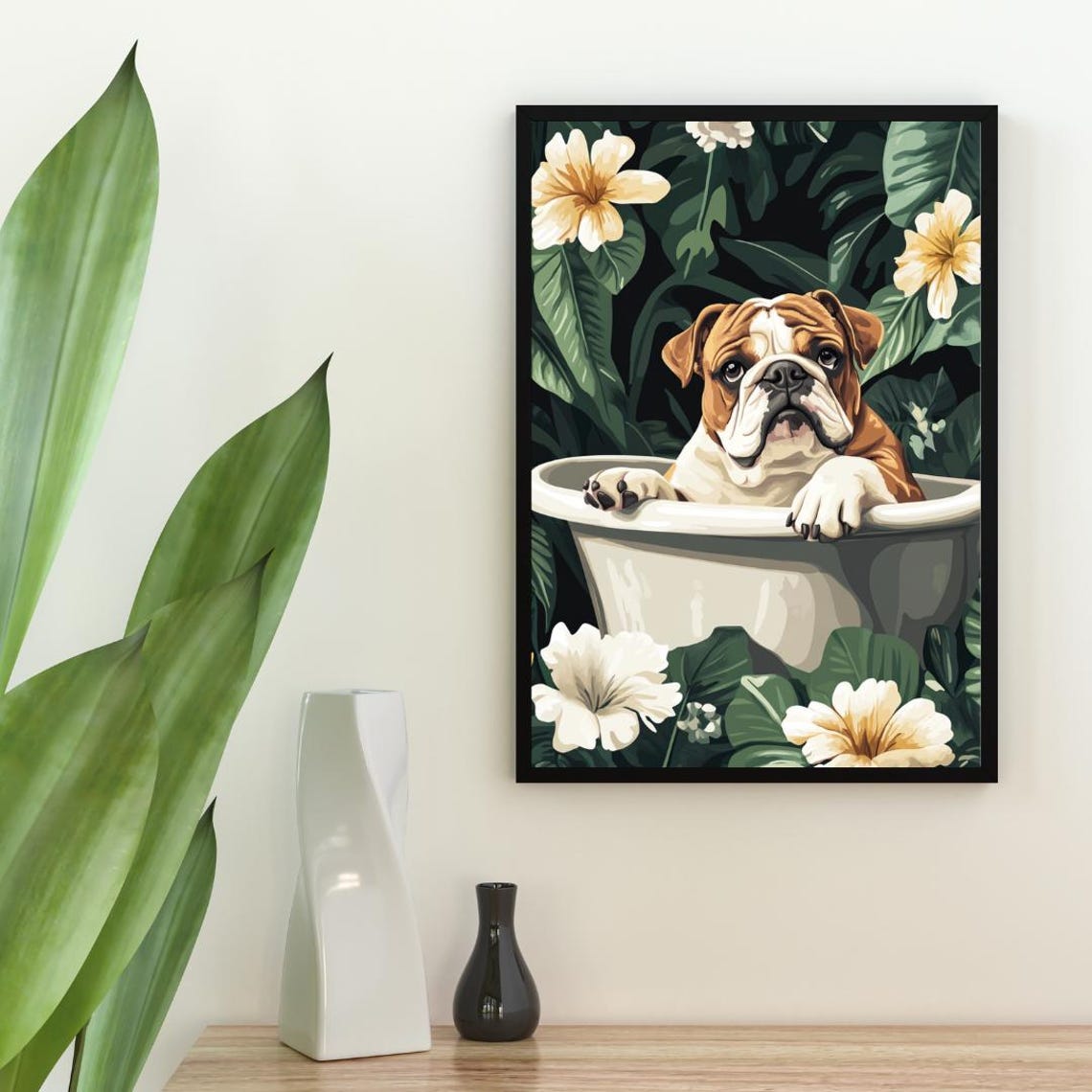 Bulldog In Bathtub Poster Funny Dog Poster Bulldog Bathroom Print Bulldog Bath Poster Pet Poster Dog Bathroom Poster Funny Bulldog Art - Image 2