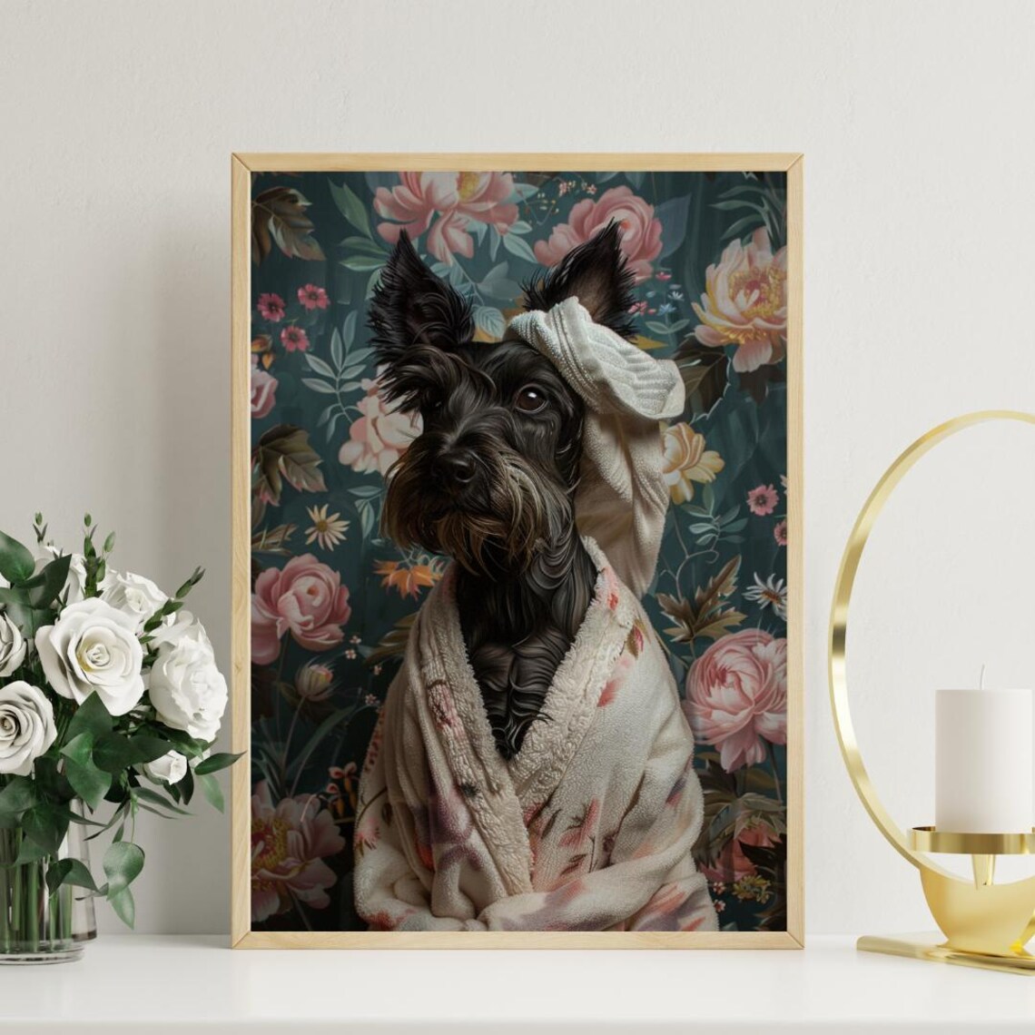 Scottish Terrier In Bathrobe Spa Day Portrait Funny Black Dog Poster - Image 3