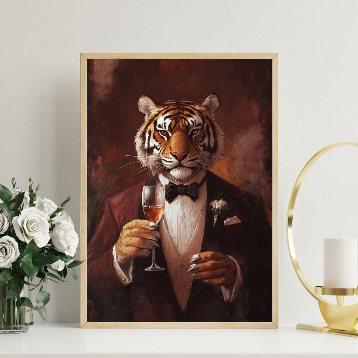 Tiger In Tuxedo Poster Animal Poster Tiger In Suit Print Tiger Portrait Animal Living Room Poster Funny Tiger Print Tiger Poster - Image 3