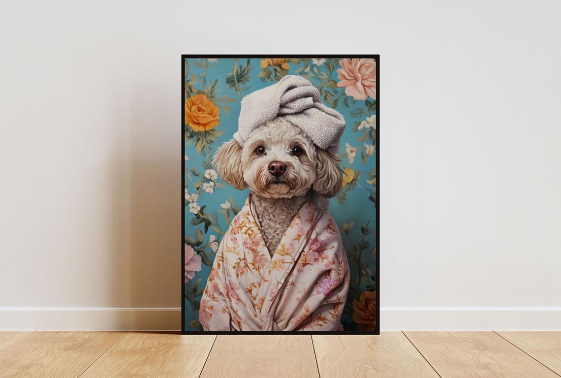 Lagotto Romagnolo In Bathrobe Spa Day Funny Curly Dog Wall Poster