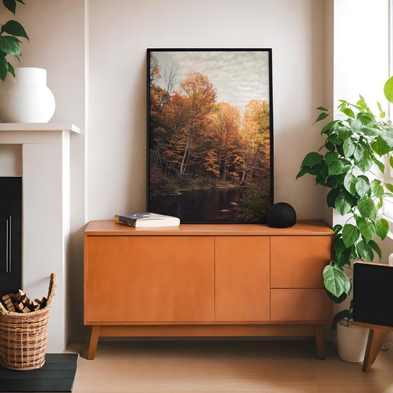 Autumn Tree Print Halloween Forest Wall Decor Fall Photography Landscape Art Colorful Nature Poster Orange Botanical