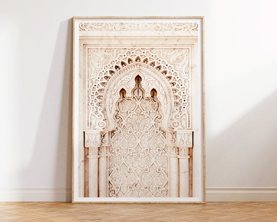 Moroccan Door Arch Print Beige Boho Wall Art Bohemian Travel Photography Morocco Architecture Poster Neutral Pastel