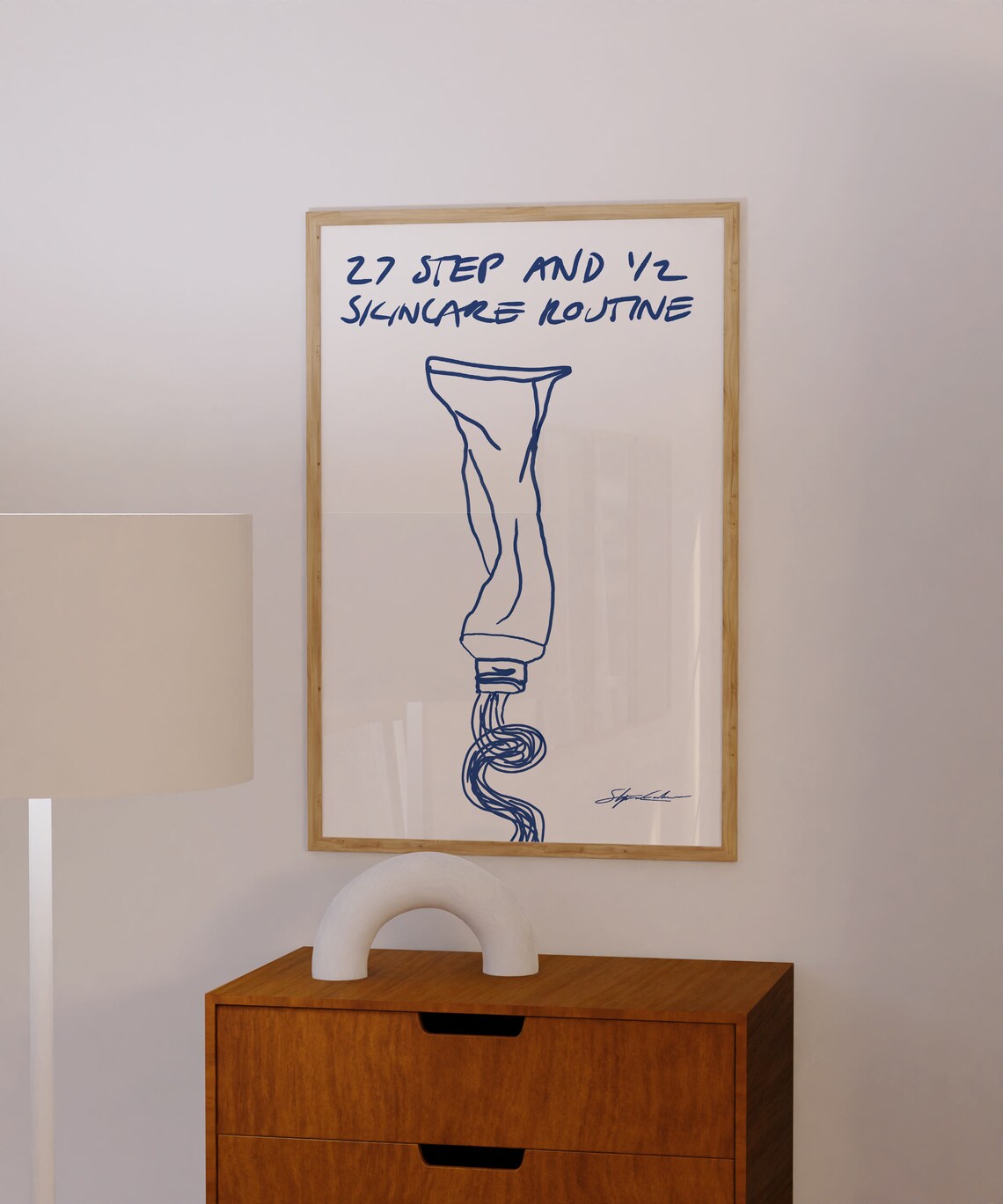 27 Step Skincare Print, Cute Bathroom Typography