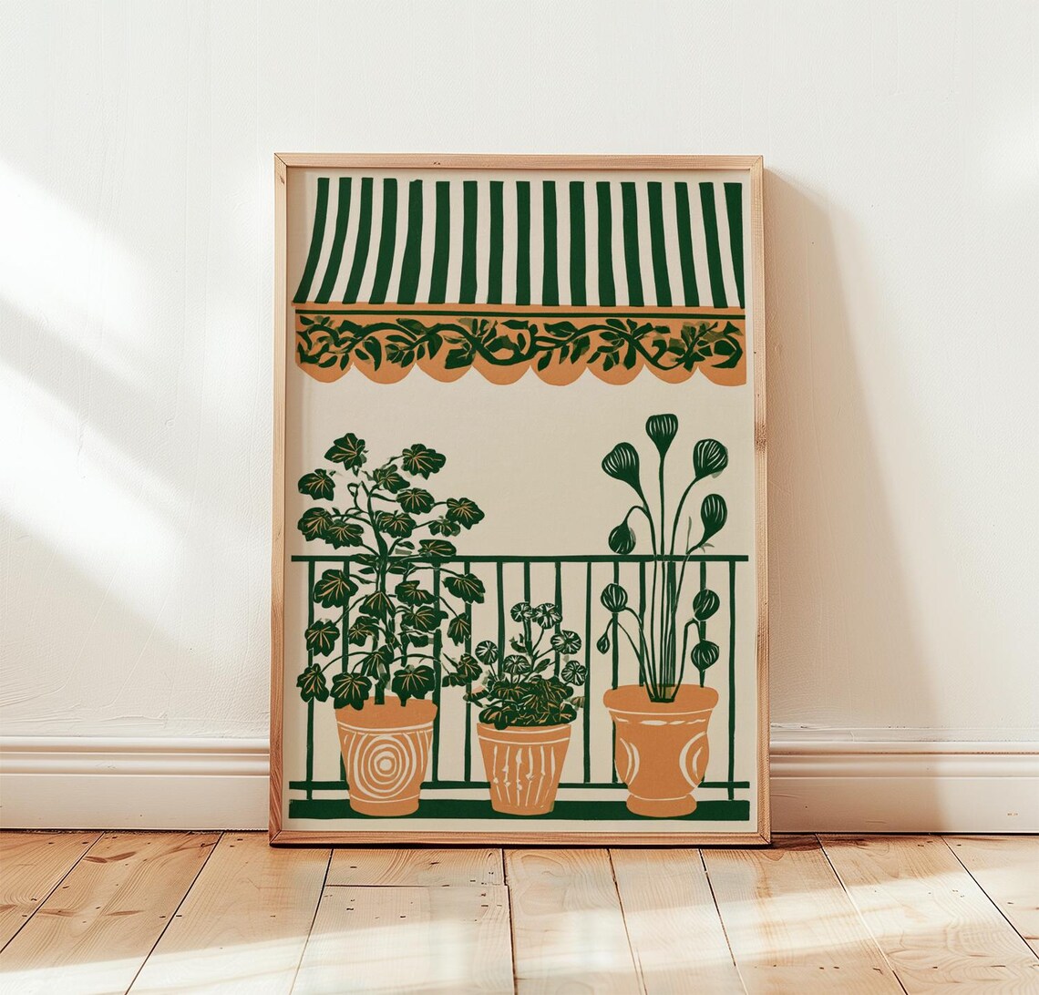 Green Balcony Mediterranean Plant Art Print