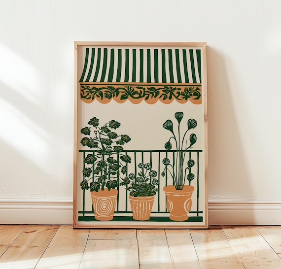 Green Balcony Mediterranean Plant Art Print