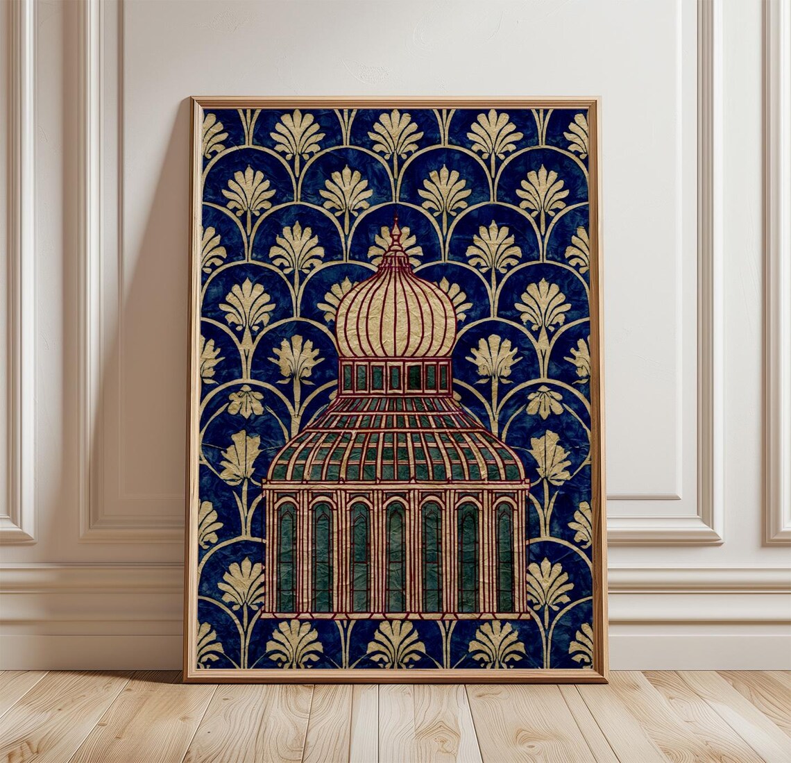 Glasshouse Cyanotype Botanical Architecture Poster