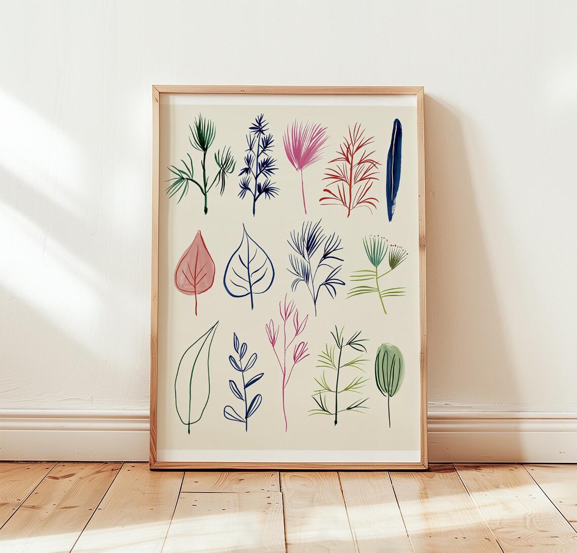Botanical Study Poster, Line Art Art Print