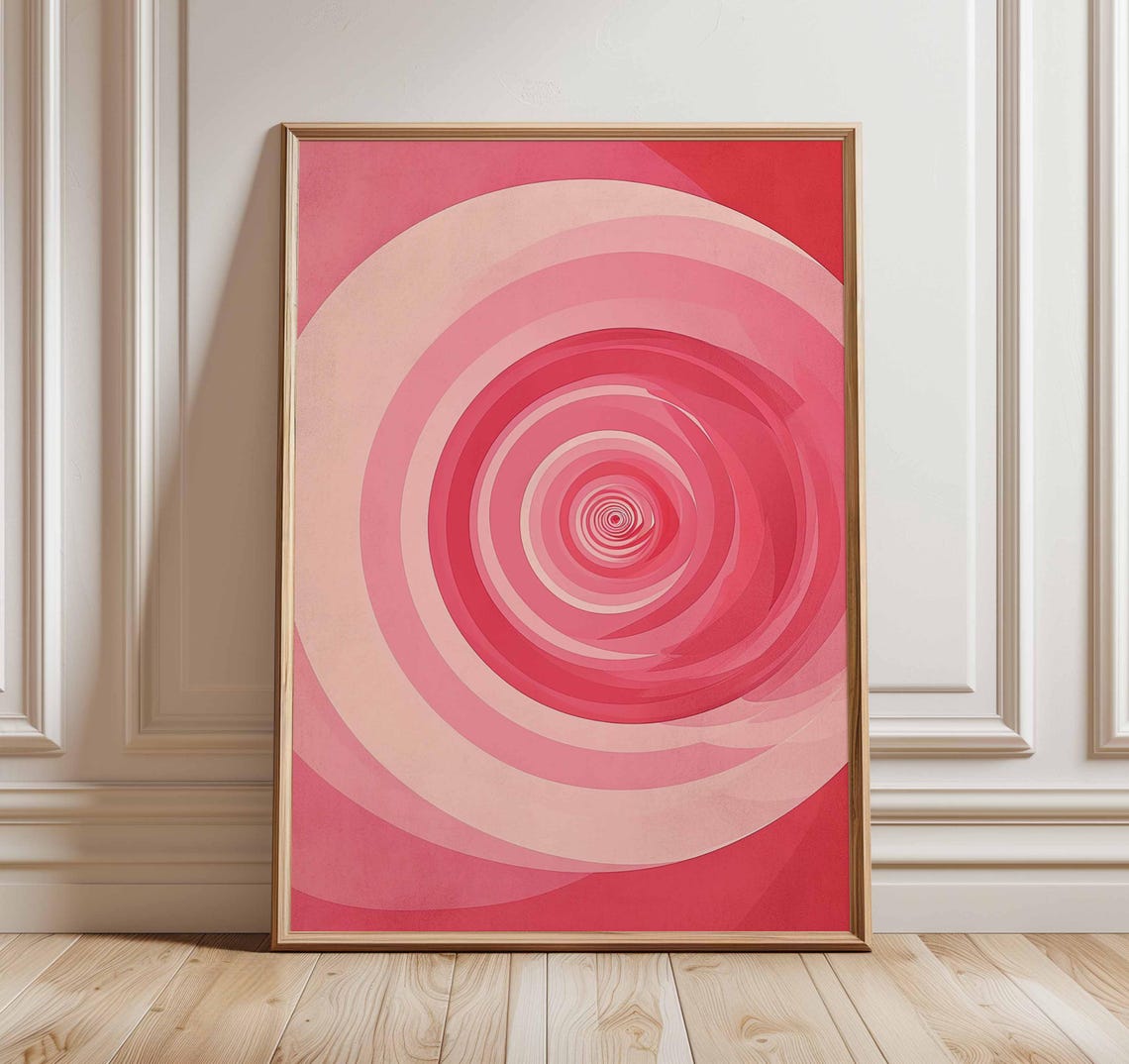 Pink Spiral Abstract Geometric Optical Illusion Art Poster Decor
