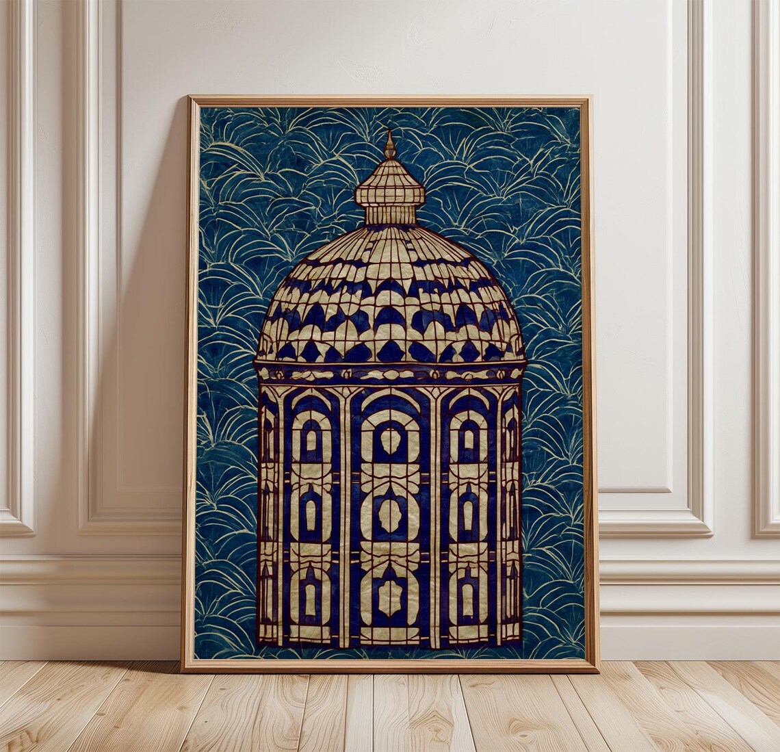 Blue Pavilion, Cyanotype Architecture Botanical Print
