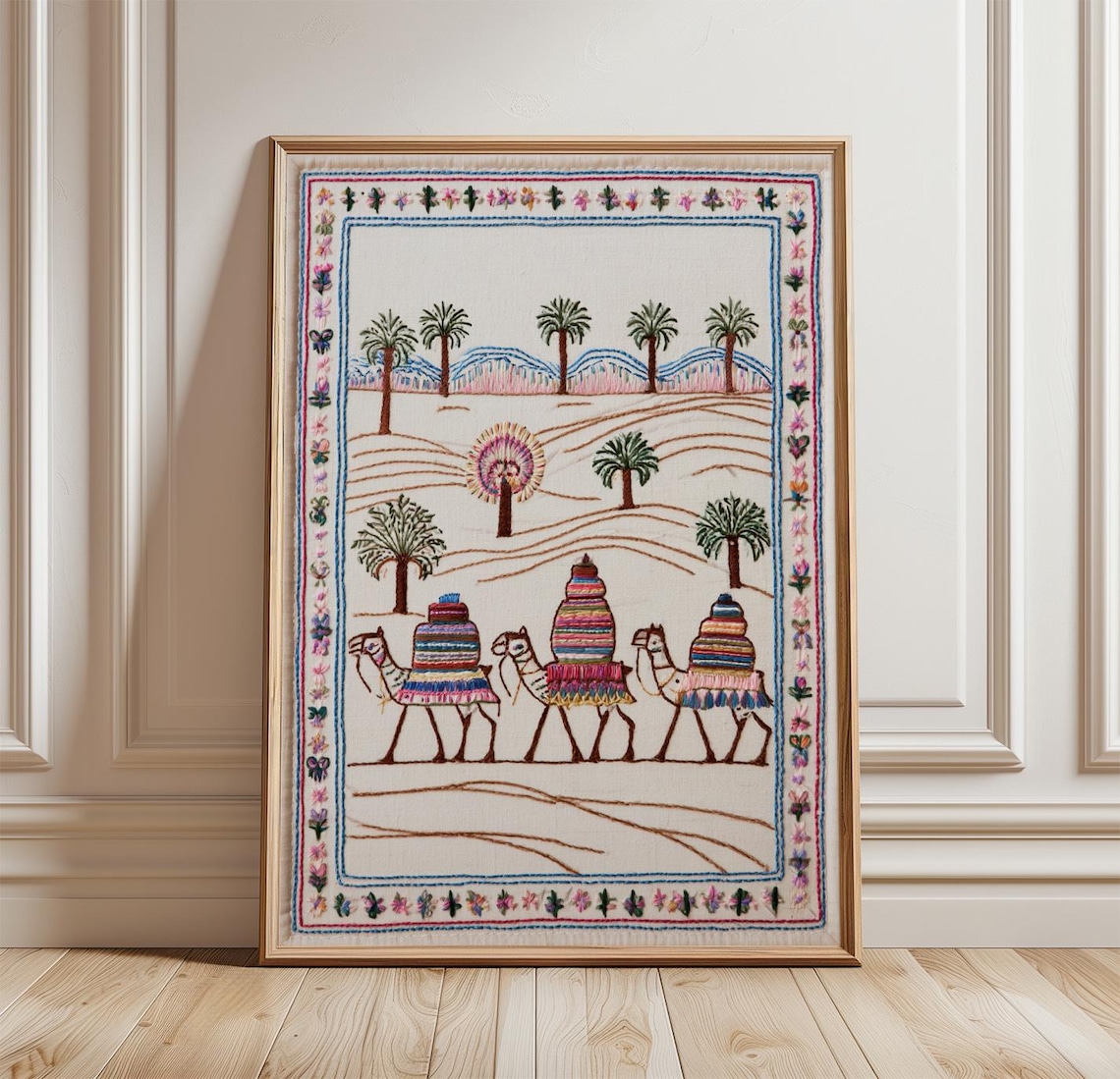 Desert Caravan Poster, Boho Folk Art Print