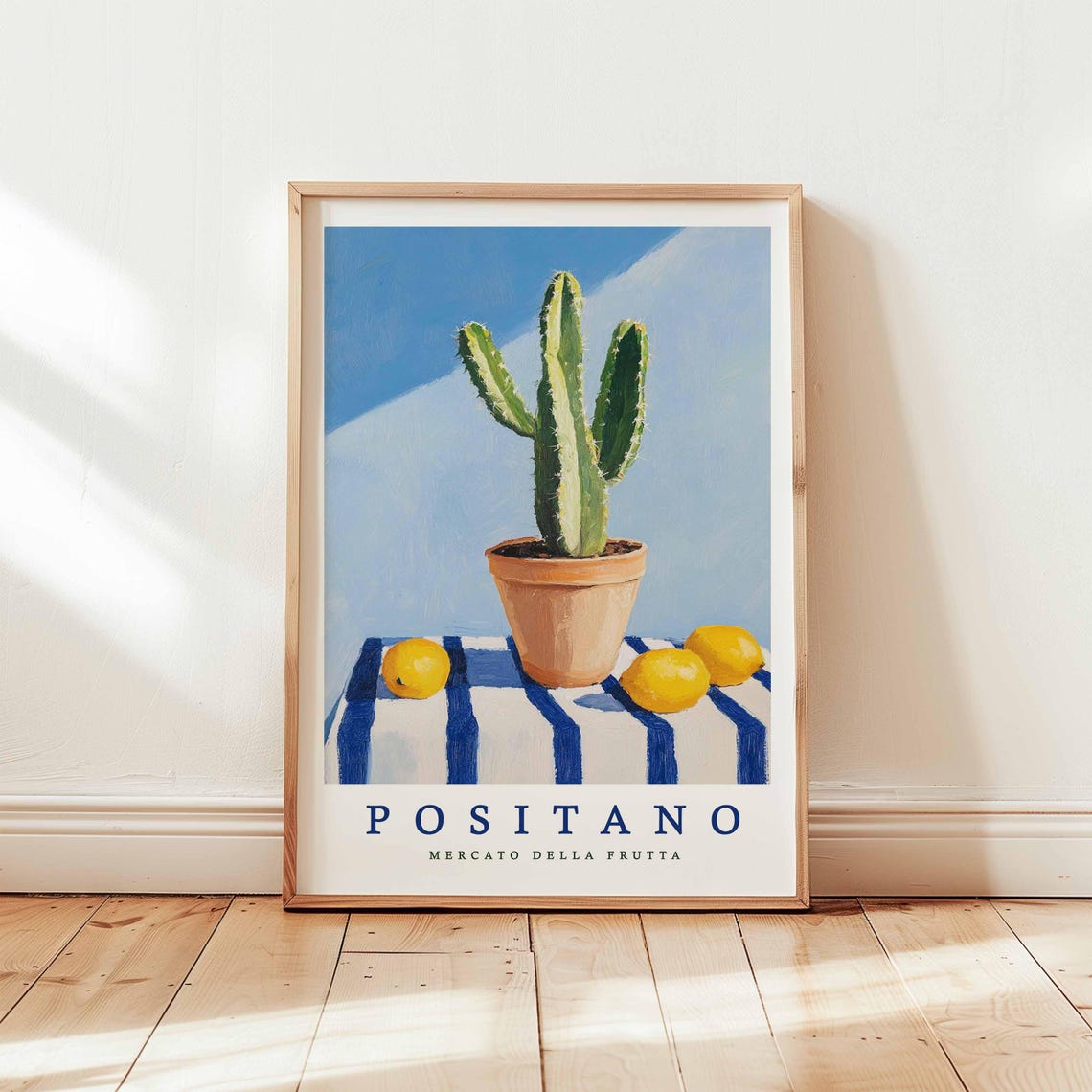 Positano Cactus And Lemons Still Life Poster Mercato Della Frutta