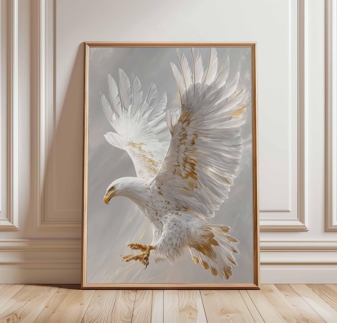 White Eagle Poster, Elegant Bald In Flight Art Print