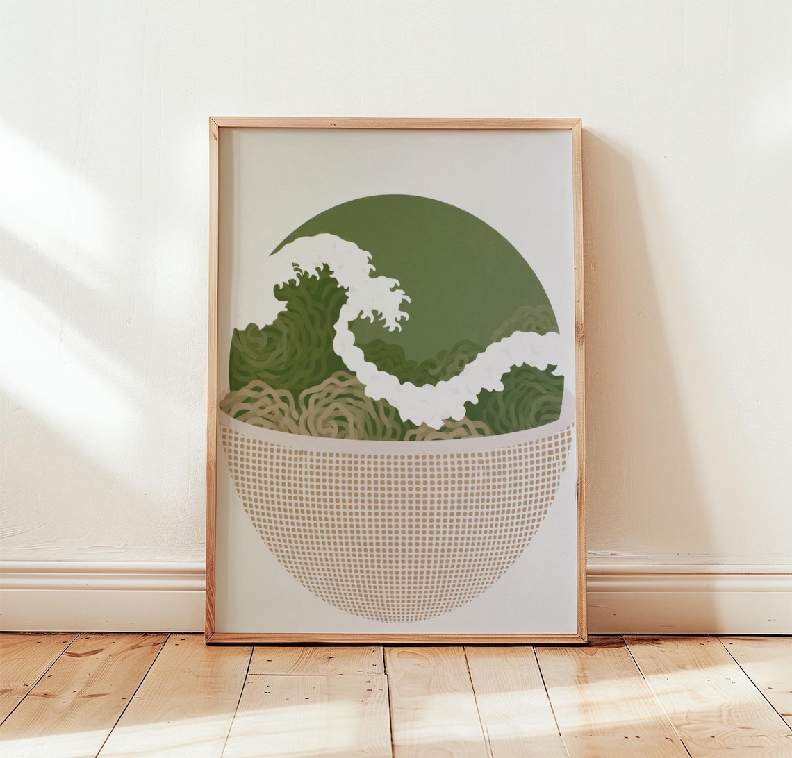 Ramen Bowl Poster, Minimal Japanese Food Art
