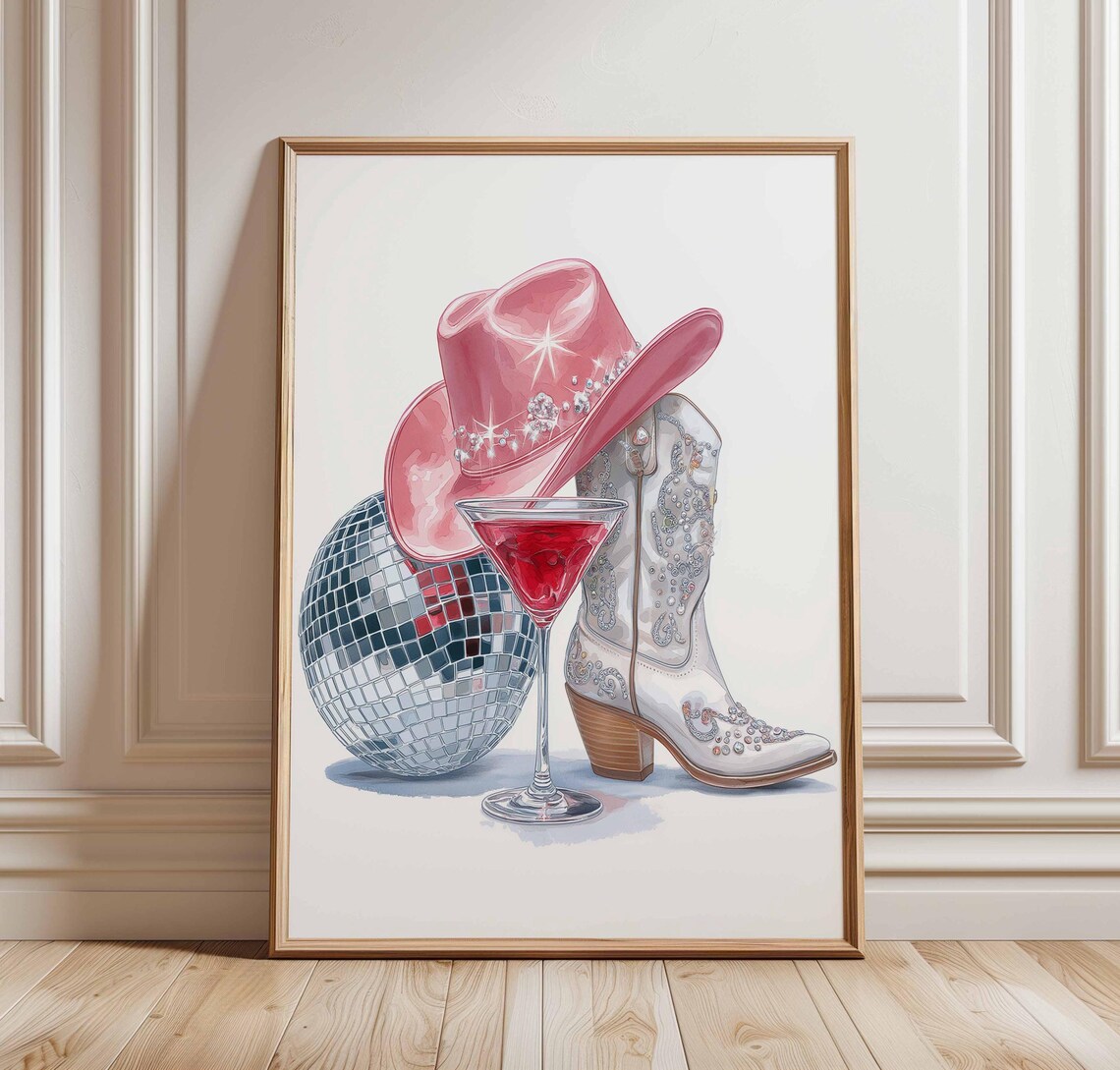Yeehaw Cowgirl Disco Western Poster Print