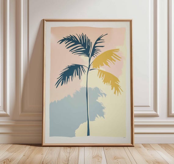 Palm Tree Poster Tropical Wall Art Minimalist Beach Print Coastal Sunset Artwork Modern Botanical Illustration Summer Inspired Decor