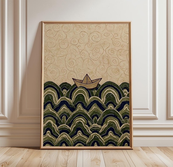 Origami Paper Boat - Ocean Wave Minimal Decor