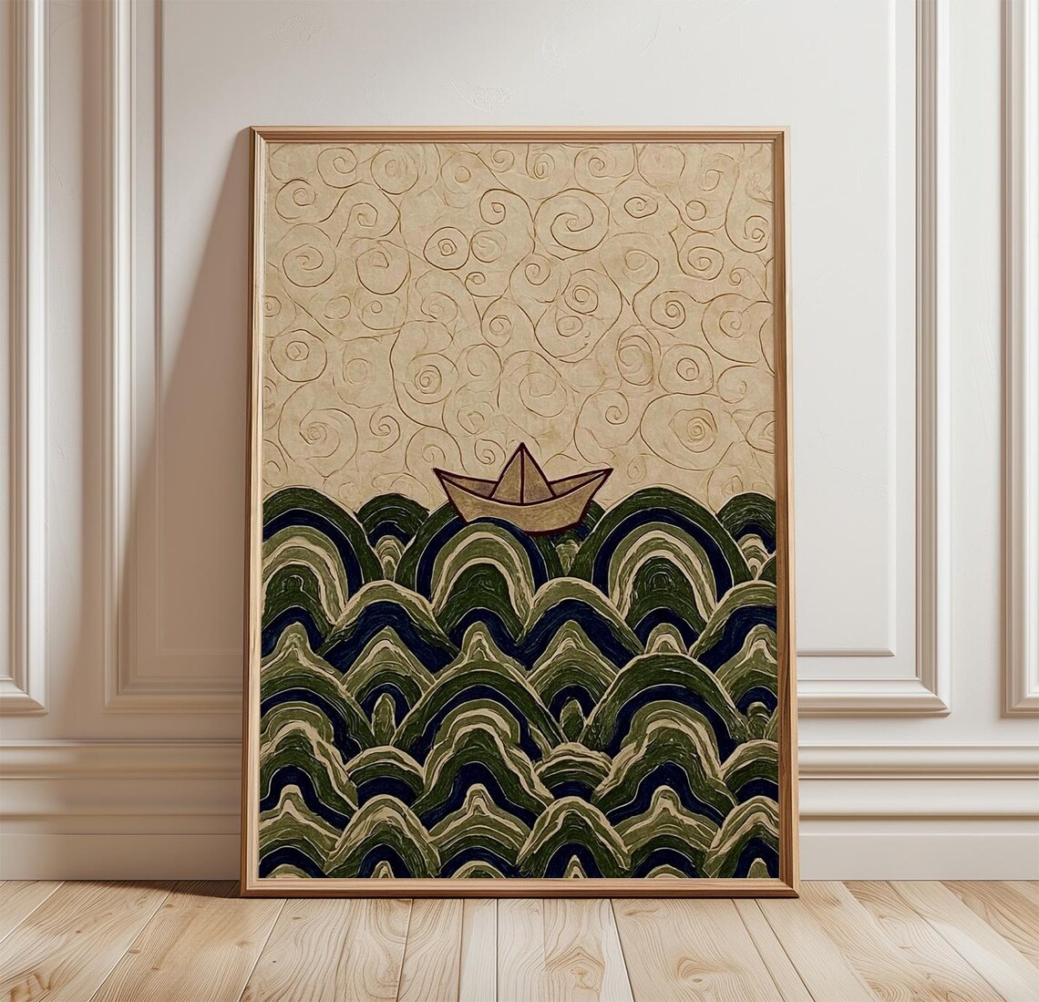 Origami Paper Boat - Ocean Wave Minimal Decor