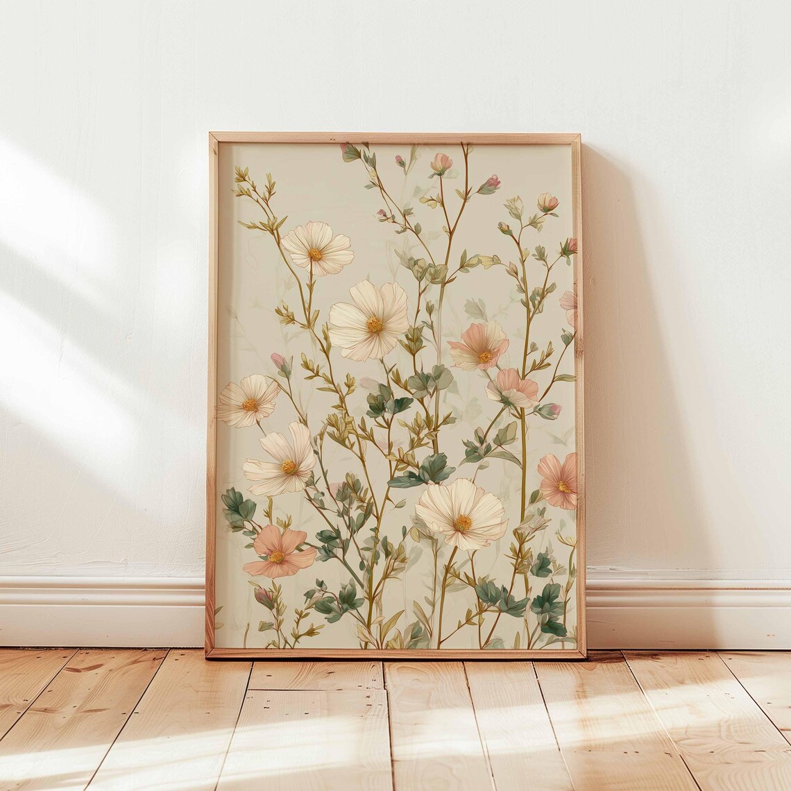 Soft Wildflower Poster Print, Cottagecore Botanical Art