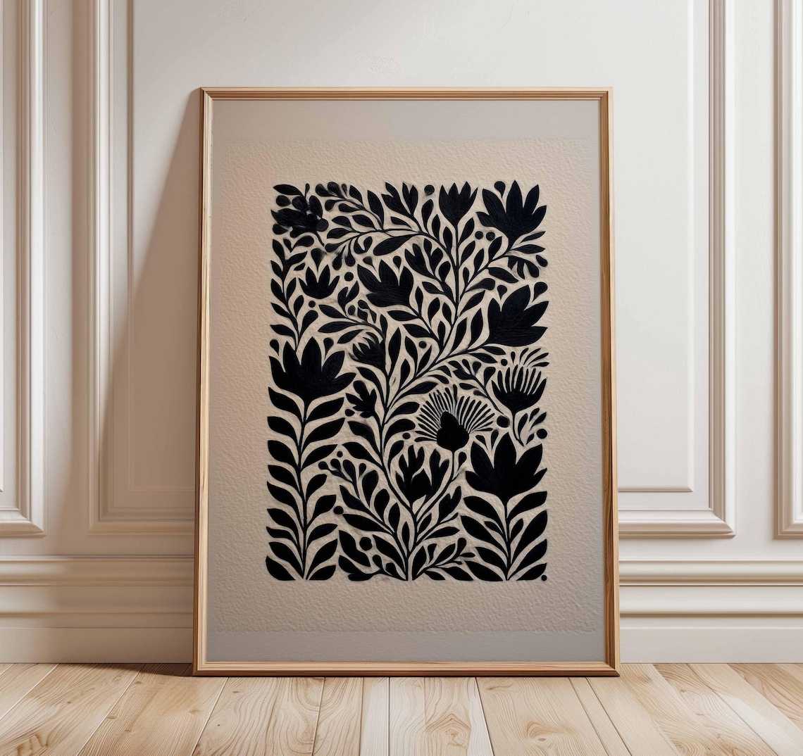 Black And White Floral Poster, Minimalist Art Print