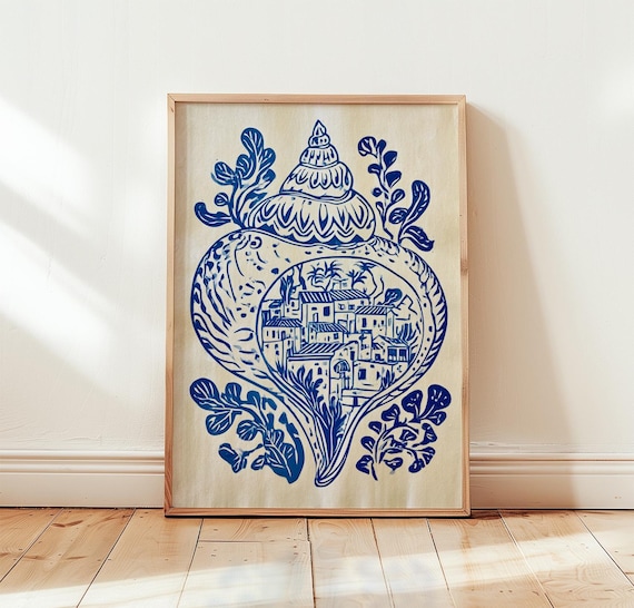 Abstract Oyster Shell Poster Coastal Wall Art Paper Print