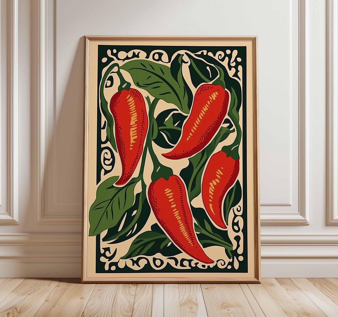 Chili Pepper Rustic Farmhouse Art Print
