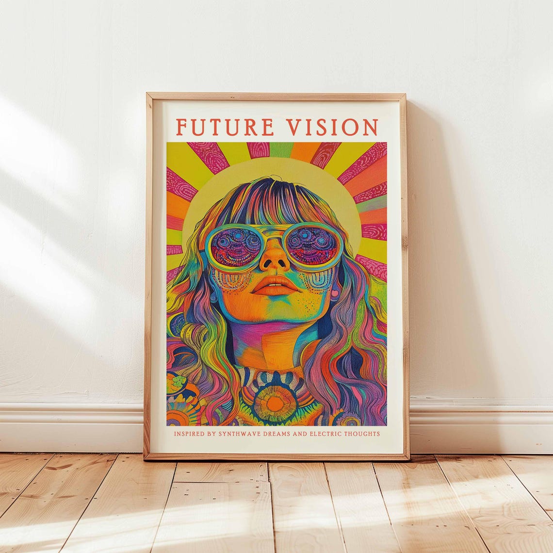 Future Vision Psychedelic Kaleidoscope Girl Portrait Art Poster