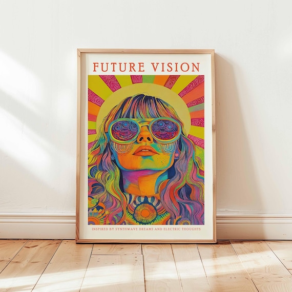 Future Vision Psychedelic Kaleidoscope Girl Portrait Art Poster