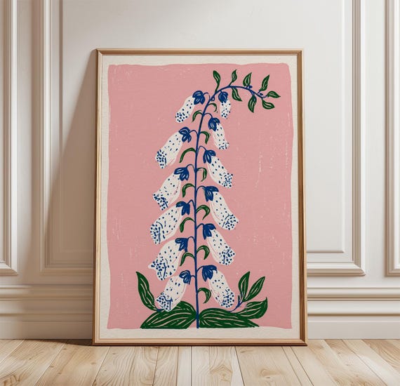Pink Foxglove Botanical Art Print