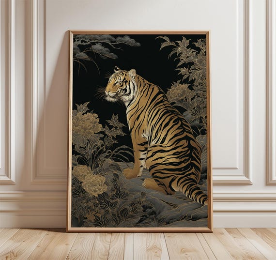 Japanese Tiger Vintage Animal Art Print