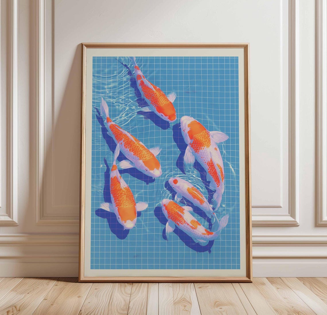 Colorful Koi Fish Poster Bright Japanese Print Blue Water Pool Art Modern Wall Vibrant Zen Home Decor