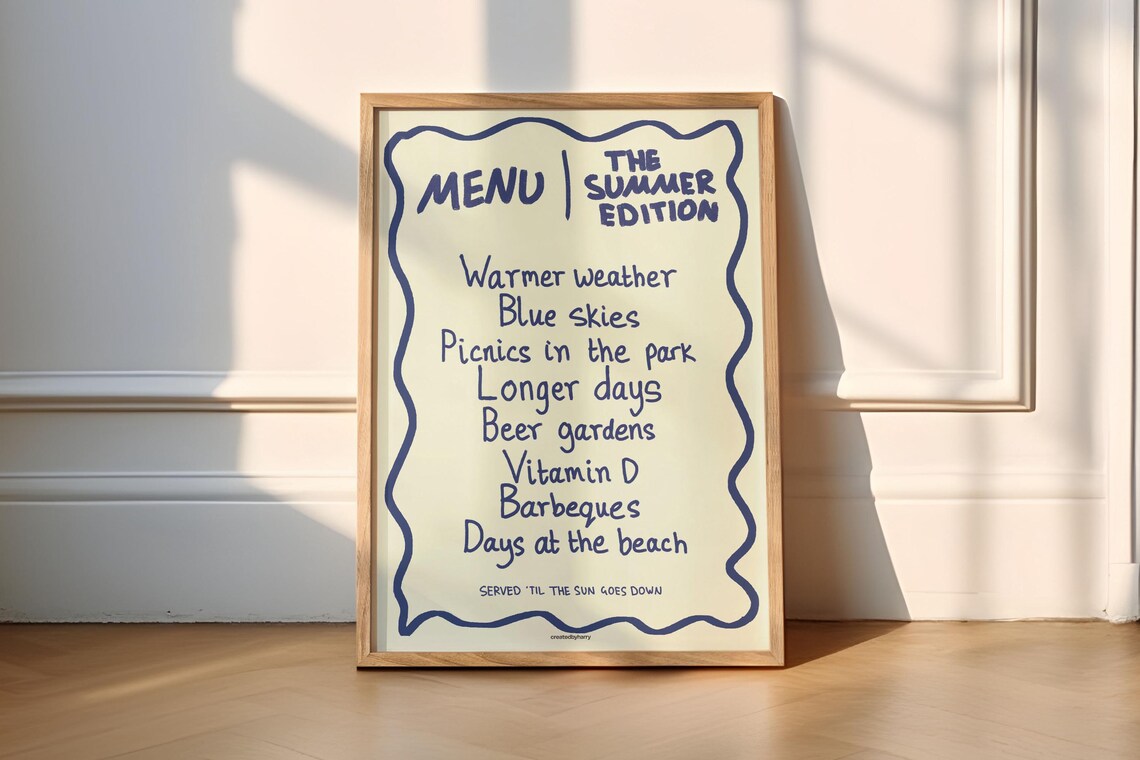 Summer Menu Illustration, Food & Drink Art Print
