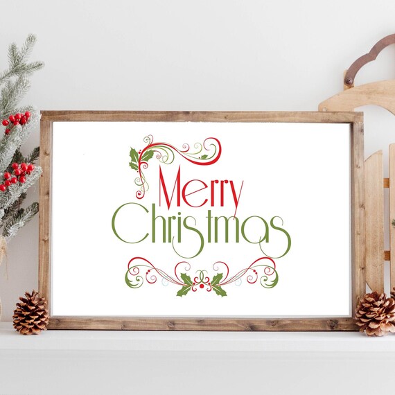 Merry Christmas Holiday Welcome Sign, Christmas Holly