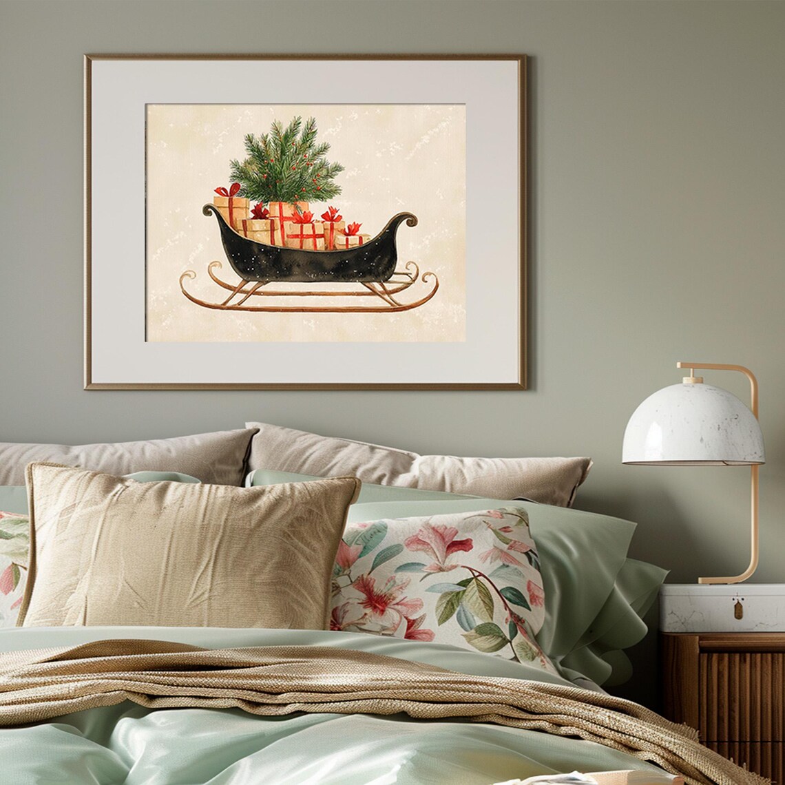 Black Sleigh Christmas Gifts Tree Vintage Holiday Winter Poster - Image 3