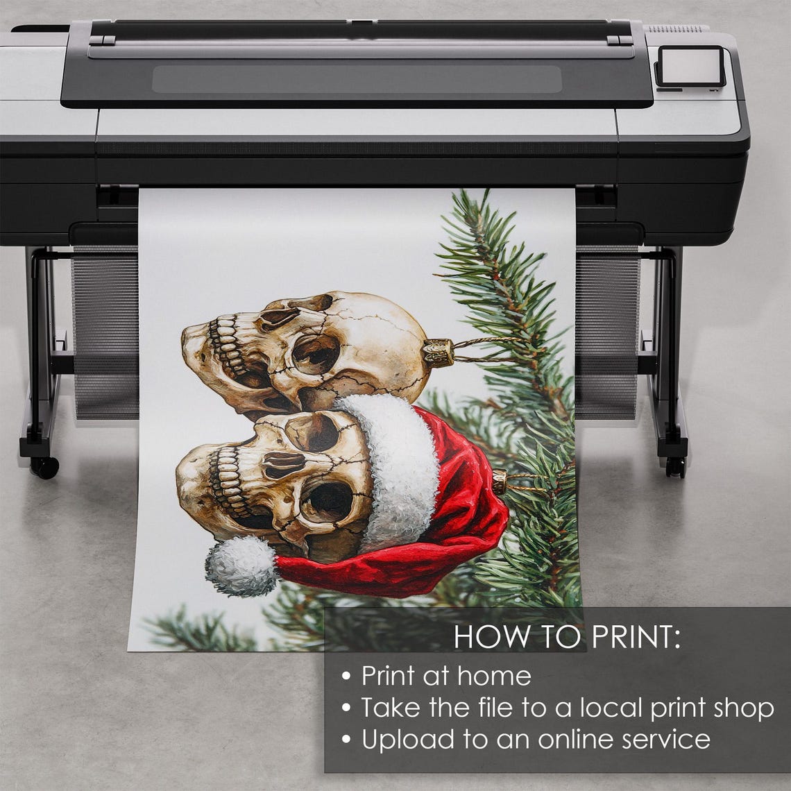 Gothic Skull Christmas Ornaments With Santa Hat Dark Holiday Poster - Image 5