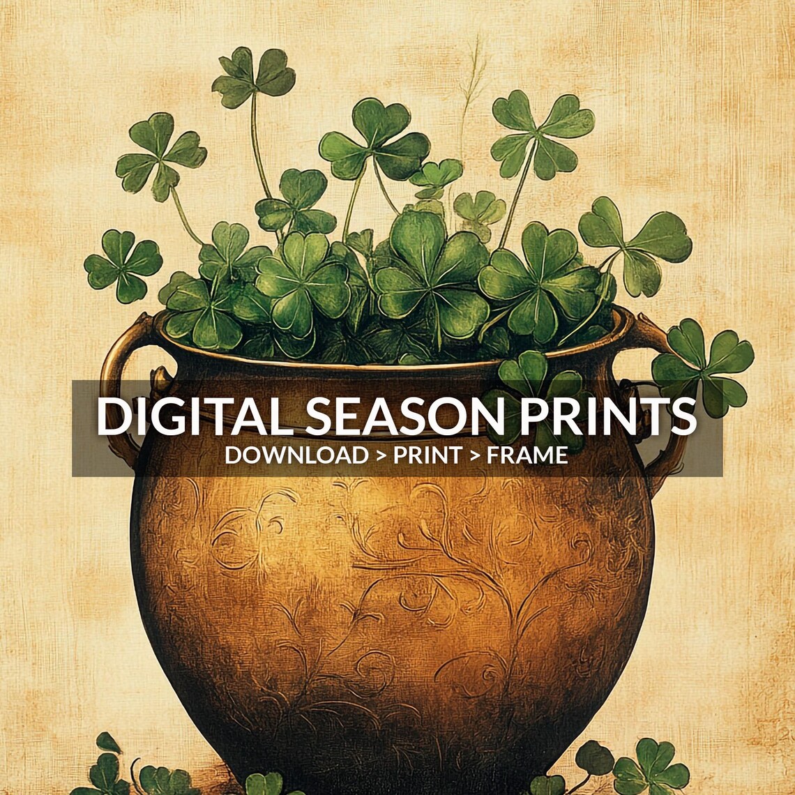 Pot Of Gold Filled With Shamrocks St Patricks Day Luck Poster - Image 2