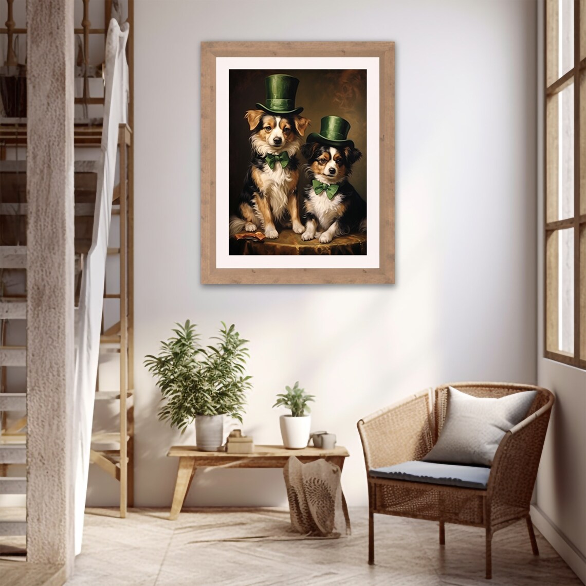 Two Dogs Green Top Hats St Patrick's Day Vintage Funny Animal Poster - Image 5