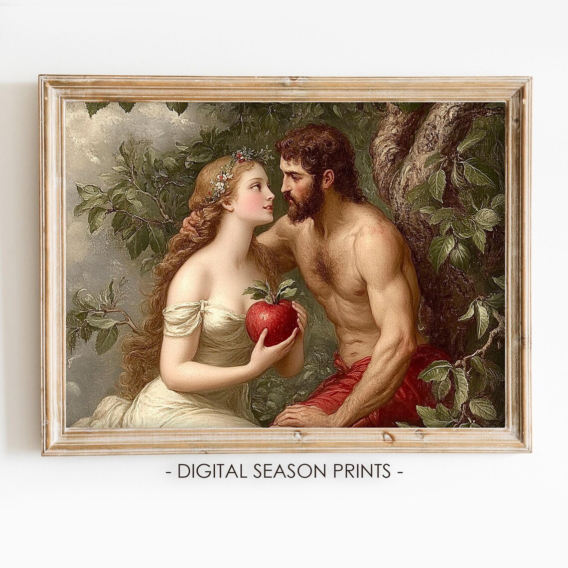 Adam And Eve In Garden Of Eden Classical Religious Apple Scene Print