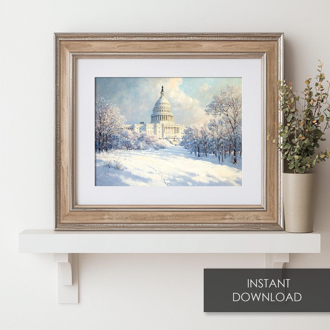 Snowy US Capitol Building Winter Washington DC Landscape Wall Art - Image 6