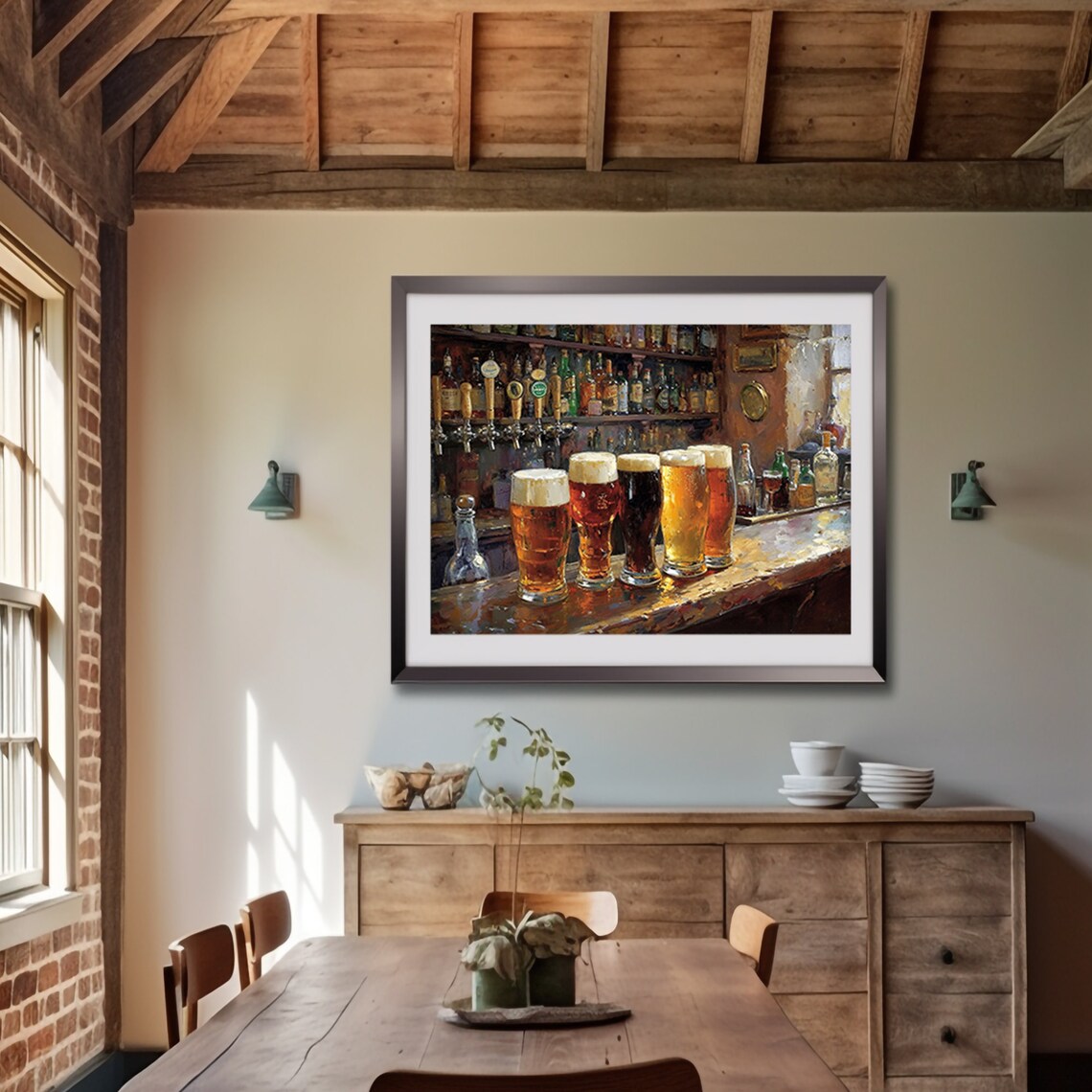 Irish Pub Bar with Five Pints of Beer St Patricks Day Painting Poster - Image 5