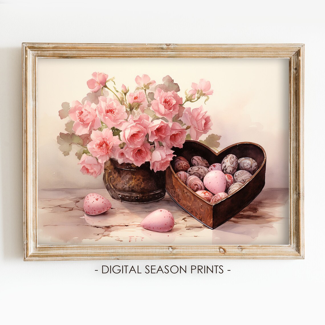 Roses Heart Chocolate Box Valentine Wall Art Print
